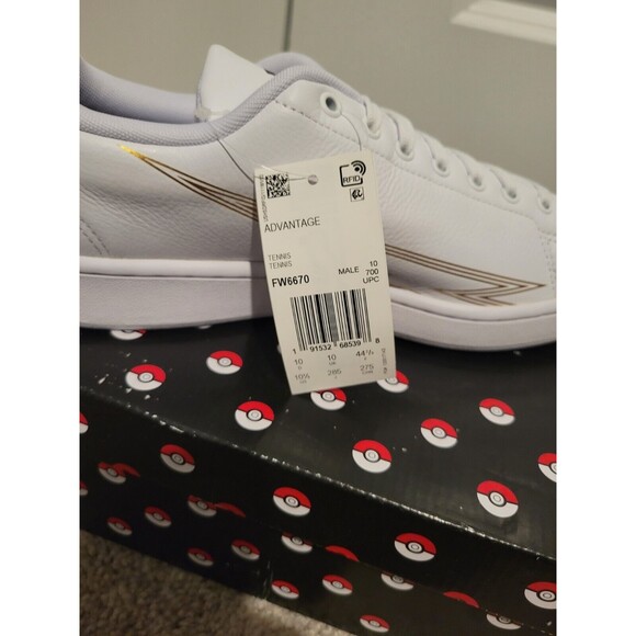 Adidas Advantage x Pokemon Cloud White Men's 10.5 Pikachu Lightning NWT and Box - Picture 7 of 16